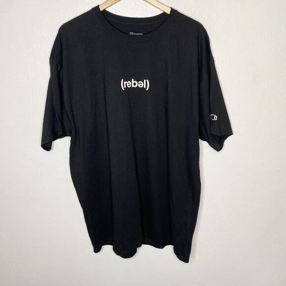 Champion Rebel Definition Black T-Shirt Tee Shirt 100% Cotton Mens 2XL - Picture 2 of 12